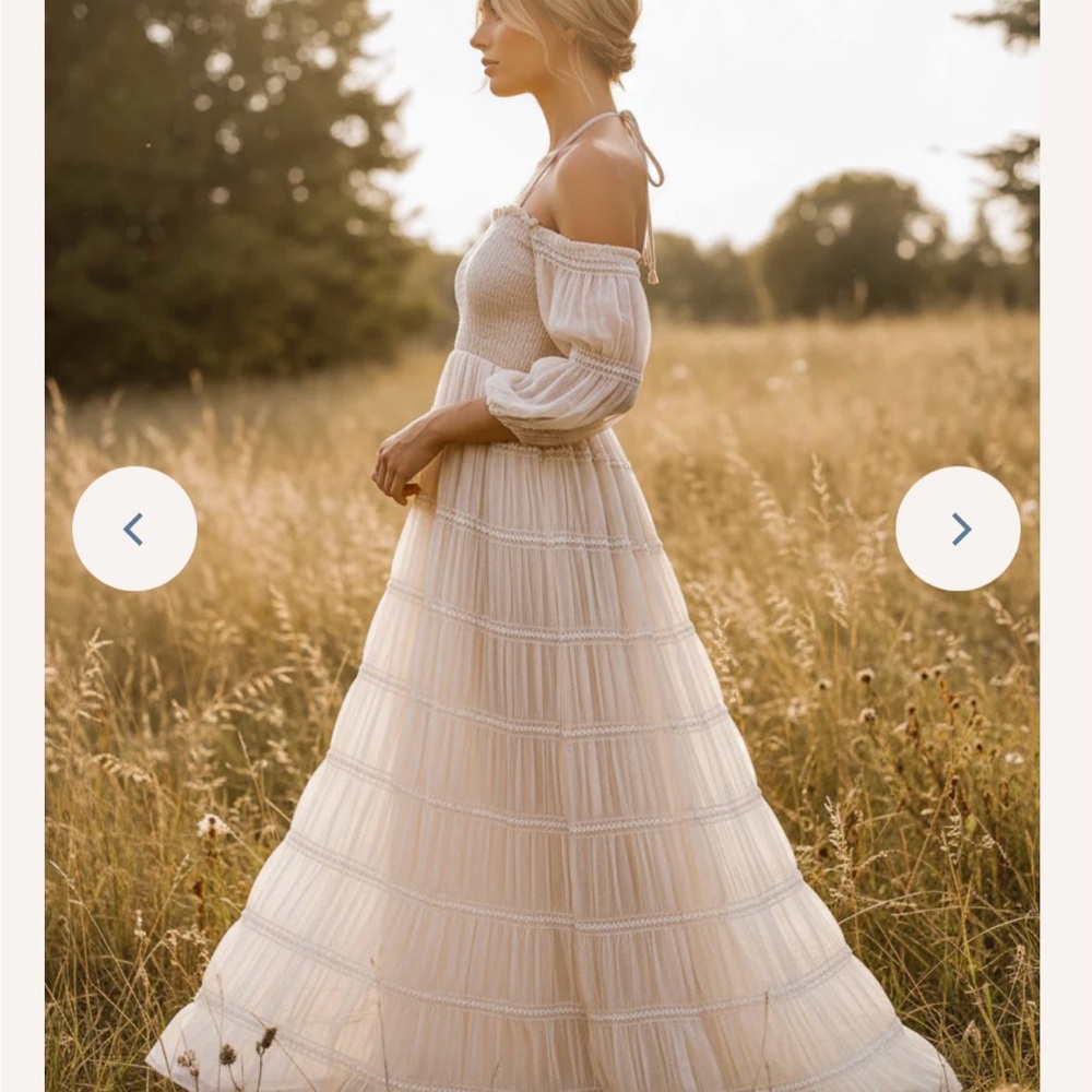 Chic Off-Shoulder Cream Maxi Dress